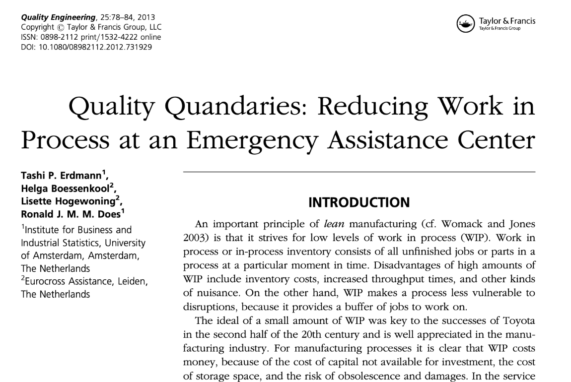Reducing Work in Process at an Emergency Assistance Center
